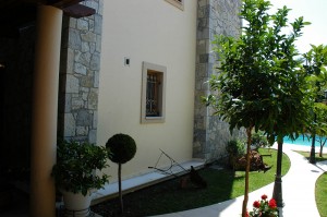 The side of the house at the front yard