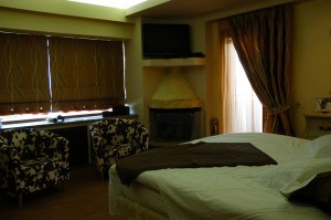 The fireplace inside the master bedroom