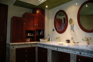Two washbasins in the big bathroom of the master bedroom