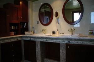 Two washbasins in the big bathroom of the master bedroom